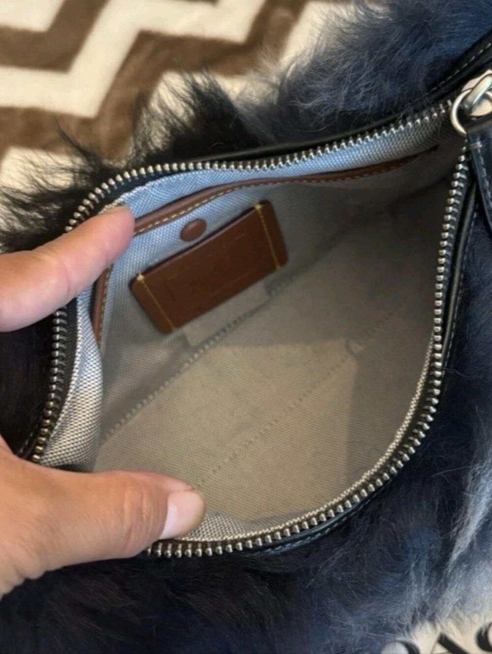 Coach Juliete 25 Shearling Shoulder Bag with Chain Strap & Silver Cherries - Picture 6 of 6